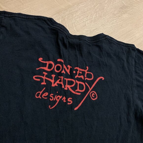 Vintage Y2K Ed Hardy By Christian Audigier Fitted Top T-Shirt Women's Large L - Picture 6 of 8